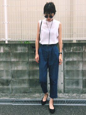 「MOUSSY（マウジー）のREAL LEATHER CODE（ネックレス）」を使った、maichinさん（レディース・178cm）の夏コーディネート