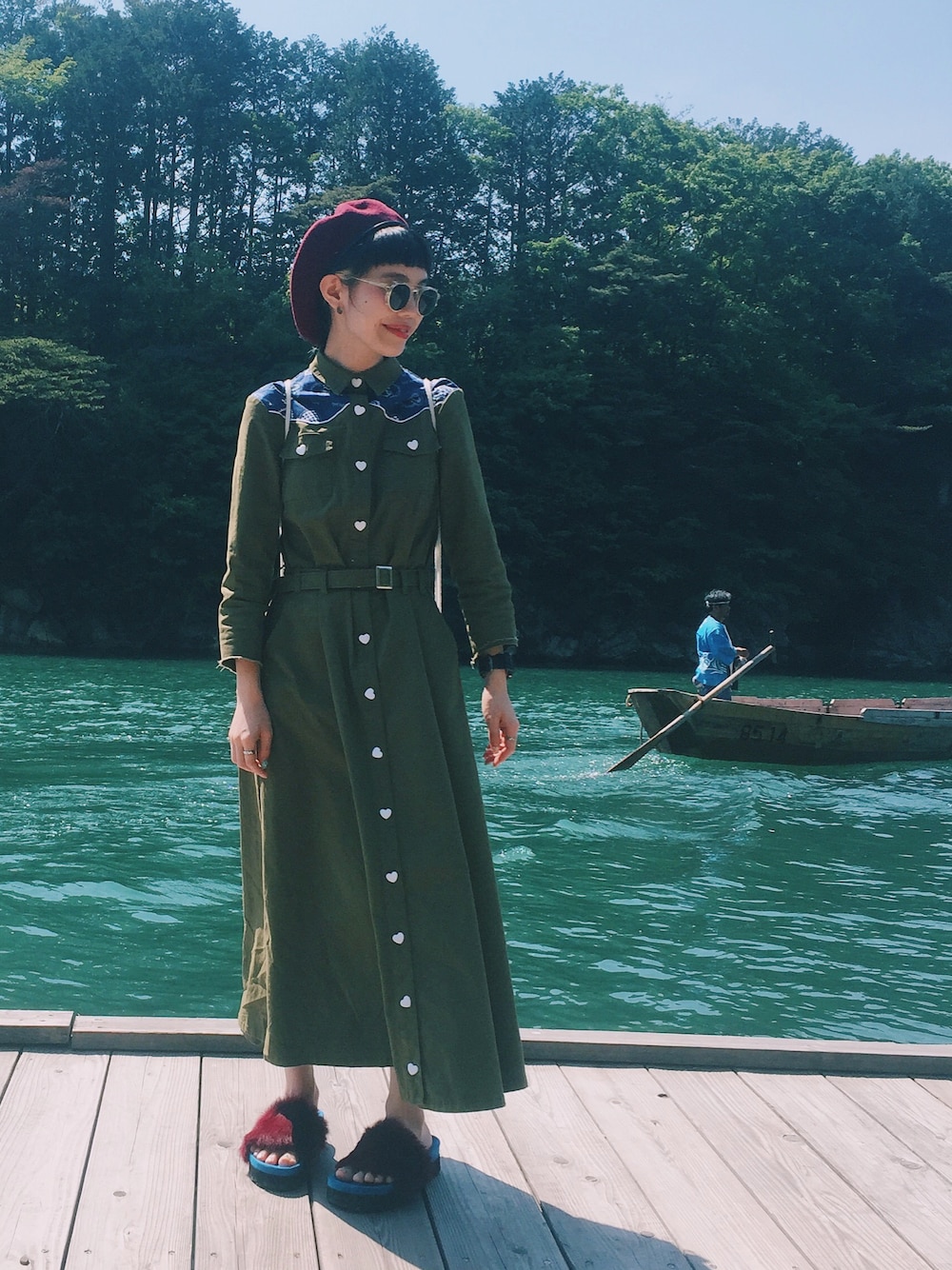 「Aymmy in the batty girls、UNDER COVER」｜「Aymmy in the batty girlsのRODEO CLUB ワンピース（ワンピース、グリーン系）」を使った、瀬戸あゆみさん（レディース・152cm）の春コーディネートの1枚目の写真