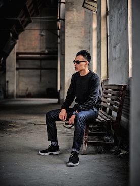 「TRIAのアイテム（パーカー、ブラック系）」を使った、Urbanbathroomさん（メンズ・178cm）の夏コーディネート