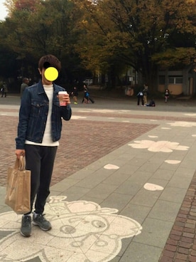 「アイテム（ラッピングキット、レッド系）」を使った、DAIRAさん（メンズ・172cm）の秋コーディネート