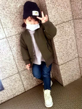 「娘」｜「アイテム（ジャケット/アウター）」を使った、SAKUSORAさん（キッズ・90cm）の冬コーディネート
