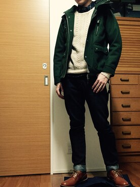 「ドレスシューズ」｜「アイテム（マウンテンパーカー）」を使った、leonidsさん（メンズ・183cm）の冬コーディネート