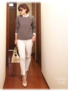 「CELINE（セリーヌ）のアイテム（ハンドバッグ、ベージュ系）」を使った、なおゆう2006さん（レディース・161cm）の春コーディネート