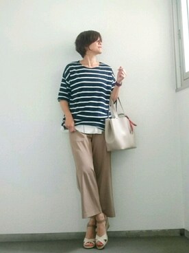 「coca（ANDEX shoes product）（コカ）のアイテム（Tシャツ/カットソー）」を使った、なおゆう2006さん（レディース・161cm）の春コーディネート