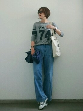 「JOURNAL STANDARD relume（ジャーナルスタンダード　レリューム）のアイテム（デニムパンツ、ブルー系）」を使った、なおゆう2006さん（レディース・161cm）の春コーディネート