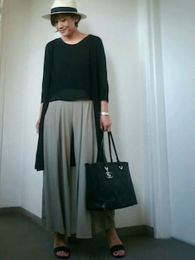 「kobe_lettuceのアイテム（カーディガン/ボレロ、ブラック系）」を使った、なおゆう2006さん（レディース・161cm）の春コーディネート
