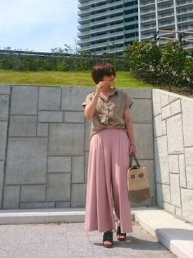 「UNIQLO（ユニクロ）のアイテム（その他パンツ、ピンク系）」を使った、なおゆう2006さん（レディース・161cm）の春コーディネート