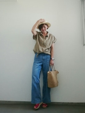 「JOURNAL STANDARD relume（ジャーナルスタンダード　レリューム）のアイテム（デニムパンツ、ブルー系）」を使った、なおゆう2006さん（レディース・161cm）の春コーディネート