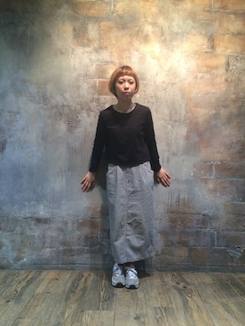 「アイテム（デニムスカート）」を使った、福田 梢 by BRAVEayaseさん（レディース・154cm）の春コーディネート