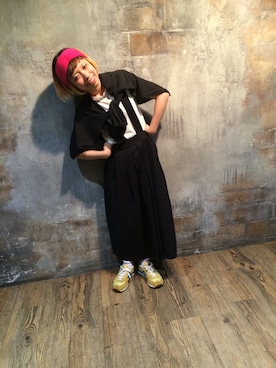 「アイテム（スニーカー、イエロー系）」を使った、福田 梢 by BRAVEayaseさん（レディース・154cm）の夏コーディネート