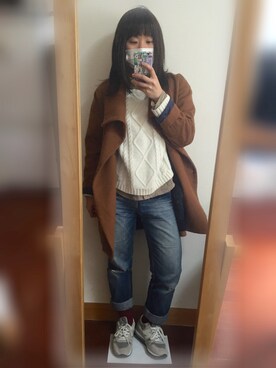 「B.L.U.E（ビーエルユーイー）のアイテム（パンツ）」を使った、723さん（レディース・155cm）の冬コーディネート