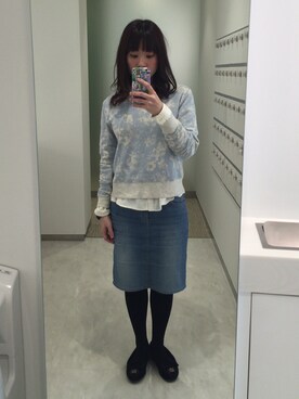 「Lee（リー）のアイテム（デニムスカート）」を使った、723さん（レディース・155cm）の冬コーディネート