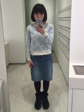 「Lee（リー）のアイテム（デニムスカート）」を使った、723さん（レディース・155cm）の冬コーディネート