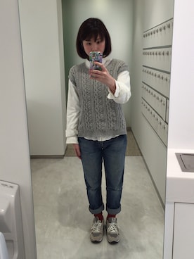 「B.L.U.E（ビーエルユーイー）のアイテム（パンツ）」を使った、723さん（レディース・155cm）の冬コーディネート