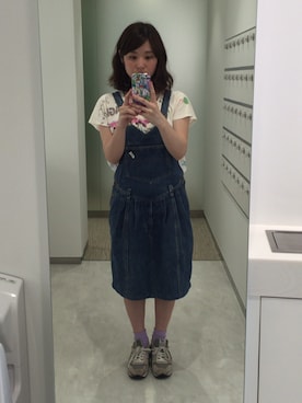 「Guess（ゲス）のアイテム（オールインワン・サロペット）」を使った、723さん（レディース・155cm）の春コーディネート