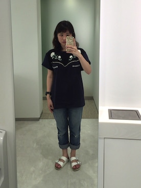 「B.L.U.E（ビーエルユーイー）のアイテム（パンツ）」を使った、723さん（レディース・155cm）の夏コーディネート