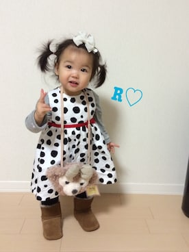 「Carter's（カーターズ）のアイテム（ワンピース）」を使った、rin♡さん（キッズ・80cm）の冬コーディネート