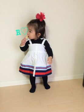 「Carter's（カーターズ）のアイテム（ワンピース）」を使った、rin♡さん（キッズ・80cm）の冬コーディネート