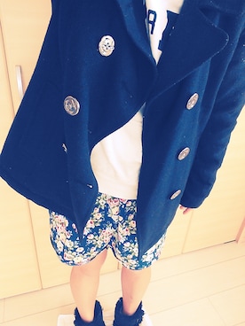 「Pコート」｜「アイテム（ダウンジャケット/コート）」を使った、yuuさん（レディース・146cm）の冬コーディネート