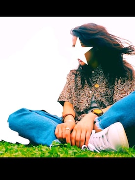 「Chico（チコ）のイージーダメージカットデニムパンツ（デニムパンツ）」を使った、shoさん（レディース・150cm）の夏コーディネート