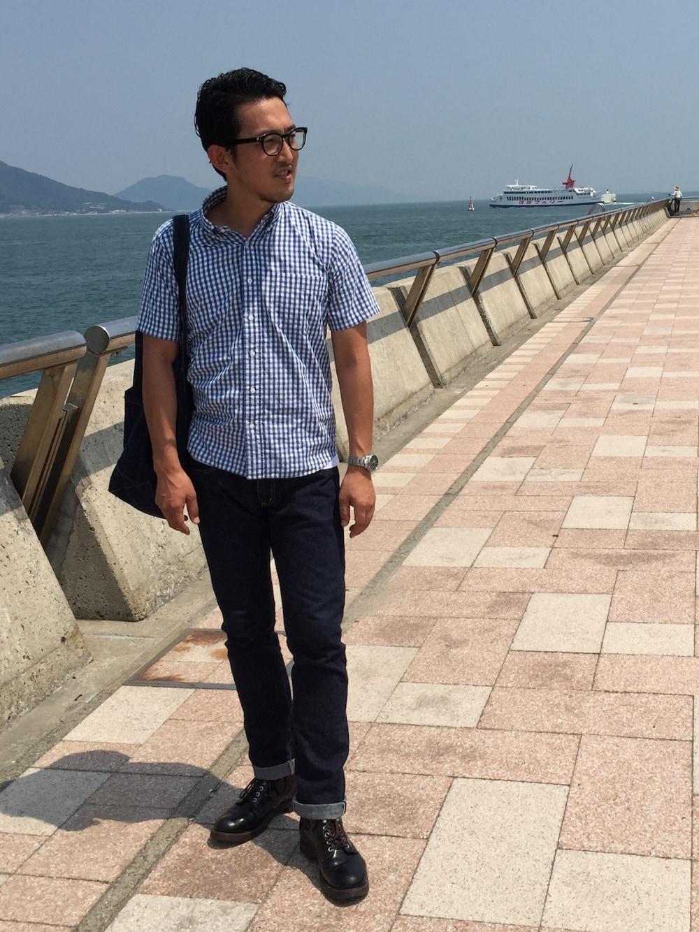 「Denime、デニムパンツ、ドゥニーム、スリムデニム」｜「Made in JAPAN denim (slim straight)の【Made in Japan】SlimStraightXXtype -One Wash-/スリムストレートデニムパンツ（デニムパンツ、ブルー系）」を使った、Denime MOP滋賀竜王店さん（メンズ・178cm）の夏コーディネートの1枚目の写真