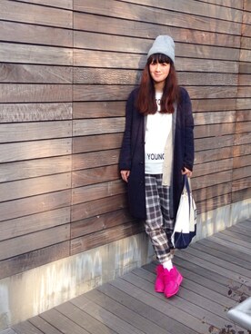 丸山理奈さん（レディース・163cm）の冬コーディネート