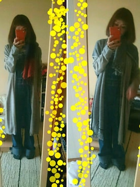 「ロングベスト」｜「アイテム（サロペット/オーバーオール）」を使った、オミコさん（レディース・155cm）の秋コーディネート