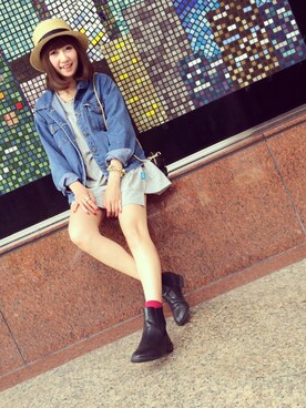 「STYLENANDA（スタイルナンダ）のアイテム（デニムジャケット）」を使った、Miaさん（レディース・158cm）の夏コーディネート