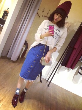 「鉛筆裙」｜Miaさん（レディース・158cm）の冬コーディネート