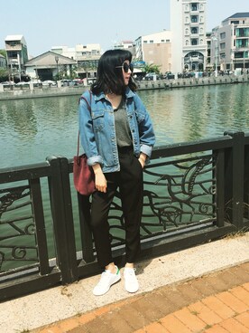 「STYLENANDA（スタイルナンダ）のアイテム（デニムジャケット）」を使った、Miaさん（レディース・158cm）の春コーディネート