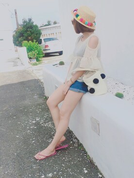 「Mia   （ミア）のアイテム（バッグ）」を使った、Miaさん（レディース・158cm）の夏コーディネート