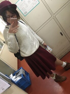 くりやまかんな。◡̈さん（レディース・159cm）の冬コーディネート