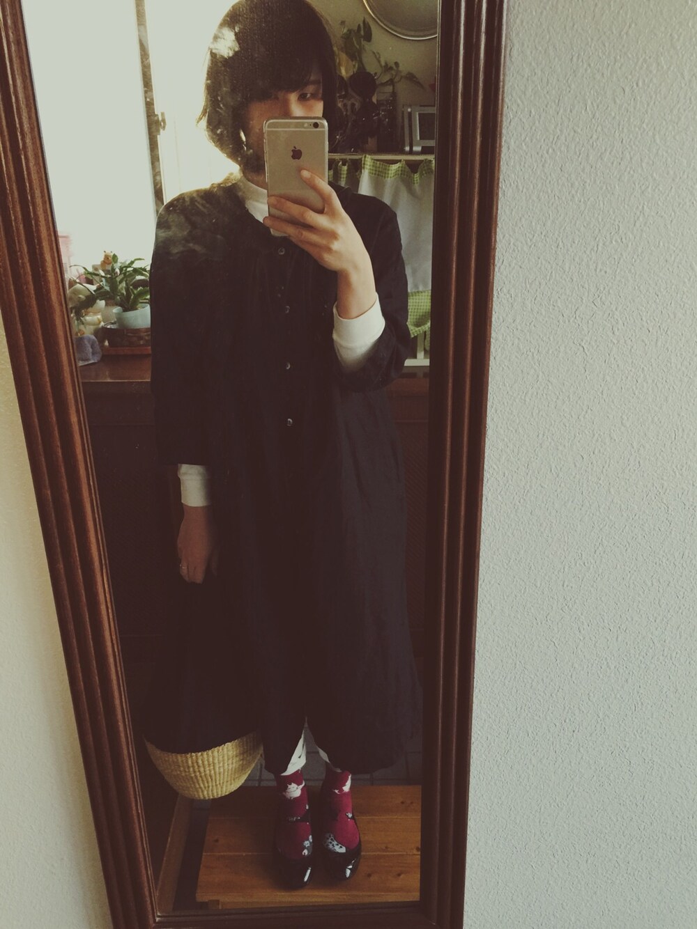 「nest robe、muun、美容院行ってきた、鏡がきたない、ボブ」｜「LE TALONのパンプス（パンプス、ブラック系）」を使った、natさん（レディース・166cm）の冬コーディネートの1枚目の写真