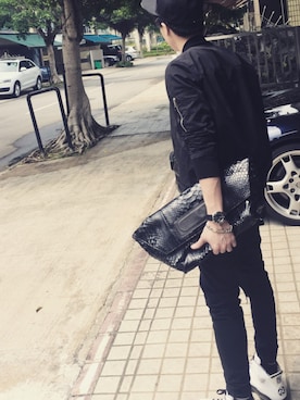 「Rick Owens（リックオウエンス）のアイテム（帽子）」を使った、F.Gさん（メンズ・168cm）の春コーディネート