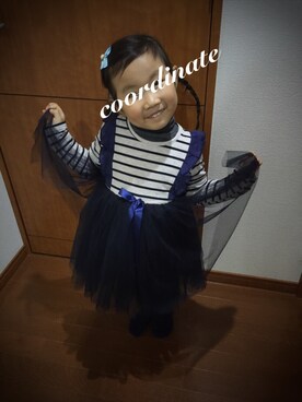 「no brand（ノーブランド）のアイテム（チュニック）」を使った、shiori.uさん（キッズ・100cm）の冬コーディネート