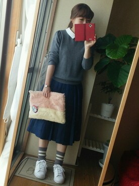 「アイテム（アナログ腕時計、ピンク系）」を使った、yuiさん（レディース・151cm）の秋コーディネート