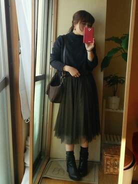 「アイテム（アナログ腕時計、ピンク系）」を使った、yuiさん（レディース・151cm）の秋コーディネート
