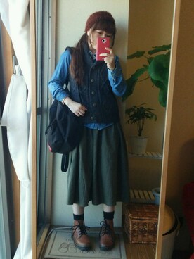 「アイテム（アナログ腕時計、ピンク系）」を使った、yuiさん（レディース・151cm）の秋コーディネート