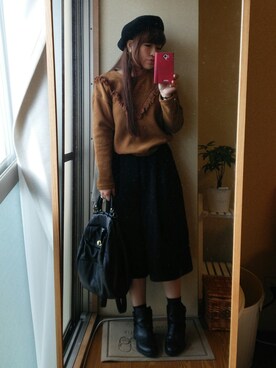 「アイテム（アナログ腕時計、ピンク系）」を使った、yuiさん（レディース・151cm）の秋コーディネート