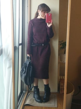 「アイテム（アナログ腕時計、ピンク系）」を使った、yuiさん（レディース・151cm）の秋コーディネート