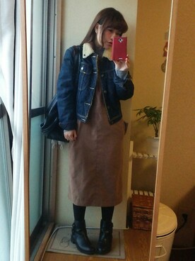 「アイテム（アナログ腕時計、ピンク系）」を使った、yuiさん（レディース・151cm）の冬コーディネート