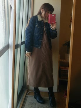 「アイテム（アナログ腕時計、ピンク系）」を使った、yuiさん（レディース・151cm）の冬コーディネート