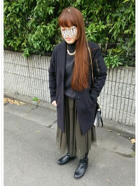 「アイテム（アナログ腕時計、ピンク系）」を使った、yuiさん（レディース・151cm）の冬コーディネート