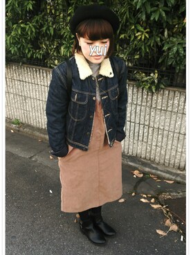 「アイテム（アナログ腕時計、ピンク系）」を使った、yuiさん（レディース・151cm）の冬コーディネート