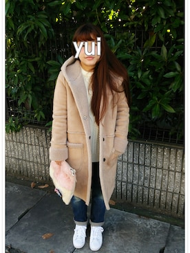 「COQULE（コクレ）のアイテム（ムートンコート）」を使った、yuiさん（レディース・151cm）の冬コーディネート