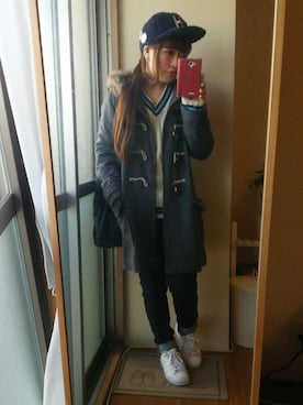 「アイテム（アナログ腕時計、ピンク系）」を使った、yuiさん（レディース・151cm）の冬コーディネート