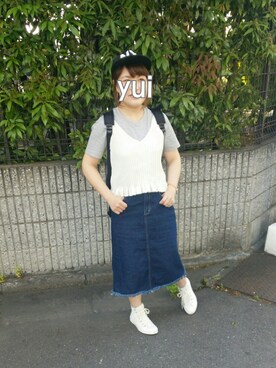 「アイテム（アナログ腕時計、ピンク系）」を使った、yuiさん（レディース・151cm）の春コーディネート