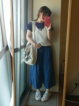 「アイテム（アナログ腕時計、ピンク系）」を使った、yuiさん（レディース・151cm）の春コーディネート