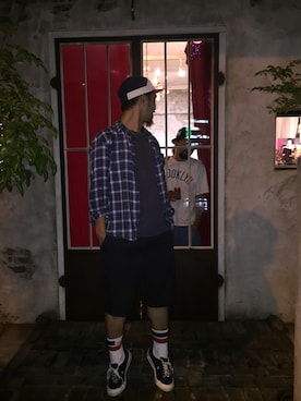 「palace」｜「アイテム（チノパンツ）」を使った、ウエノタニツトムさん（メンズ・178cm）の夏コーディネート