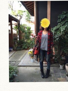 「Desigual（デシグアル）のアイテム（ハンドバッグ）」を使った、ヤマトナデシコさん（レディース・162cm）の秋コーディネート